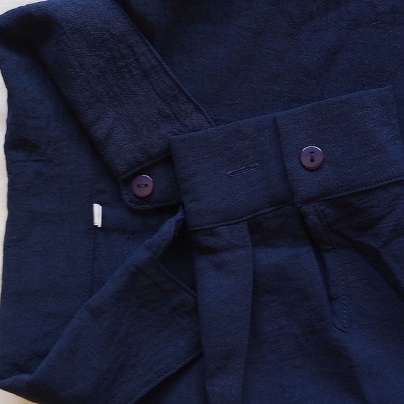 Set of 2 Qegar Long Sleeve Button-Down Blouse Shirt S Black Navy - Picture 6 of 7